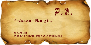 Prácser Margit névjegykártya
